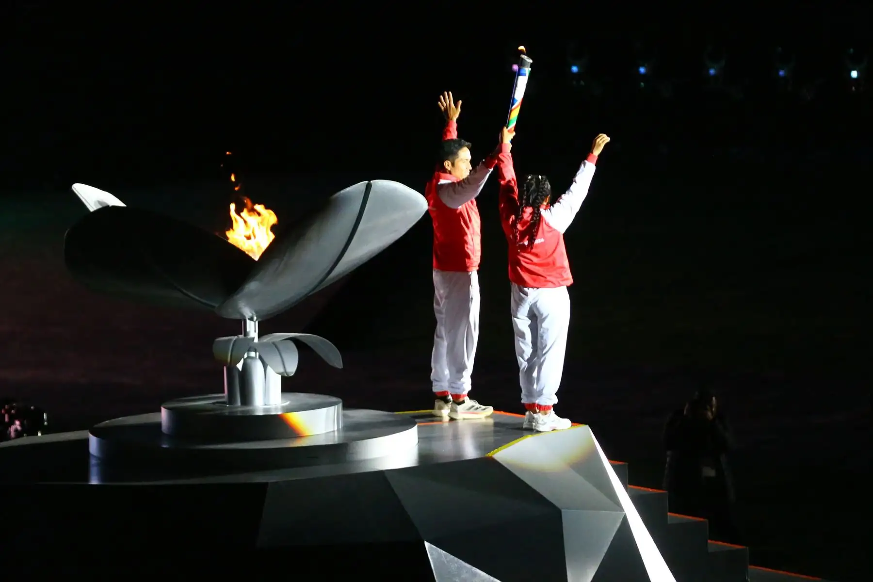 Encendido de la antorcha que da por  inaugurado los Juegos Bolivarianos 2024. Foto: ANDINA/ Eddy Ramos