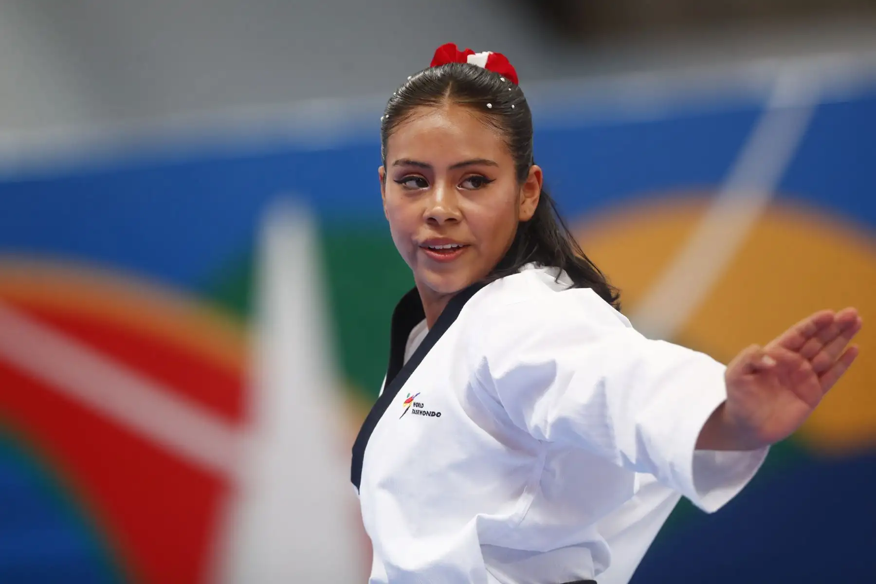En la competencia de taekwondo categoría freestyle individual femenina de los Juegos Bolivarianos Bicentenario Ayacucho 2024, la peruana Karla Fiorella Martínez Montoya consiguió la medalla de plata, en una reñida final contra otras 6 competidoras de Latinoamérica. Foto: ANDINA/Daniel Bracamonte