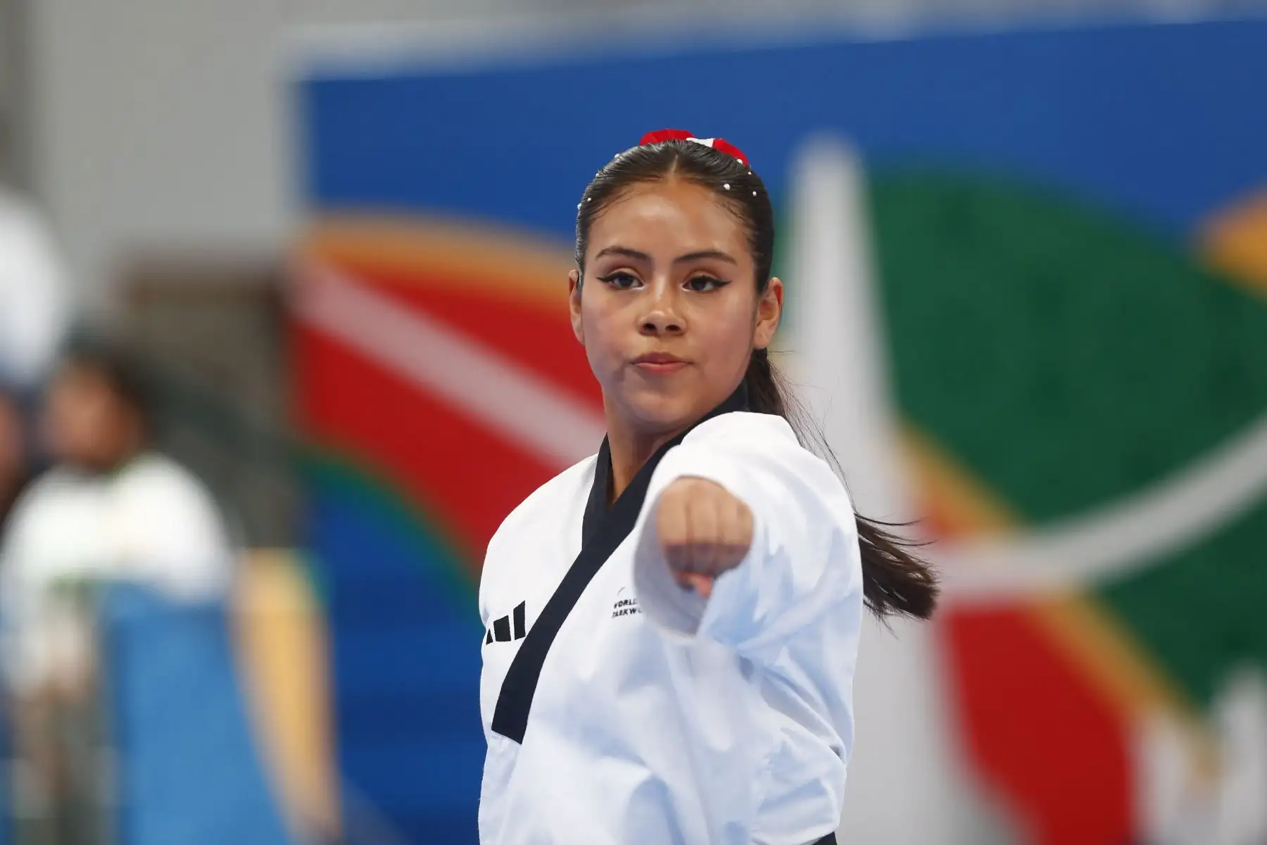 En la competencia de taekwondo categoría freestyle individual femenina de los Juegos Bolivarianos Bicentenario Ayacucho 2024, la peruana Karla Fiorella Martínez Montoya consiguió la medalla de plata, en una reñida final contra otras 6 competidoras de Latinoamérica. Foto: ANDINA/Daniel Bracamonte