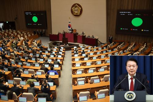 Yoon anunció la imposición de la ley marcial en una declaración televisada para proteger el "orden constitucional" de actividades "antiestatales". Foto: composición con fotos de AFP