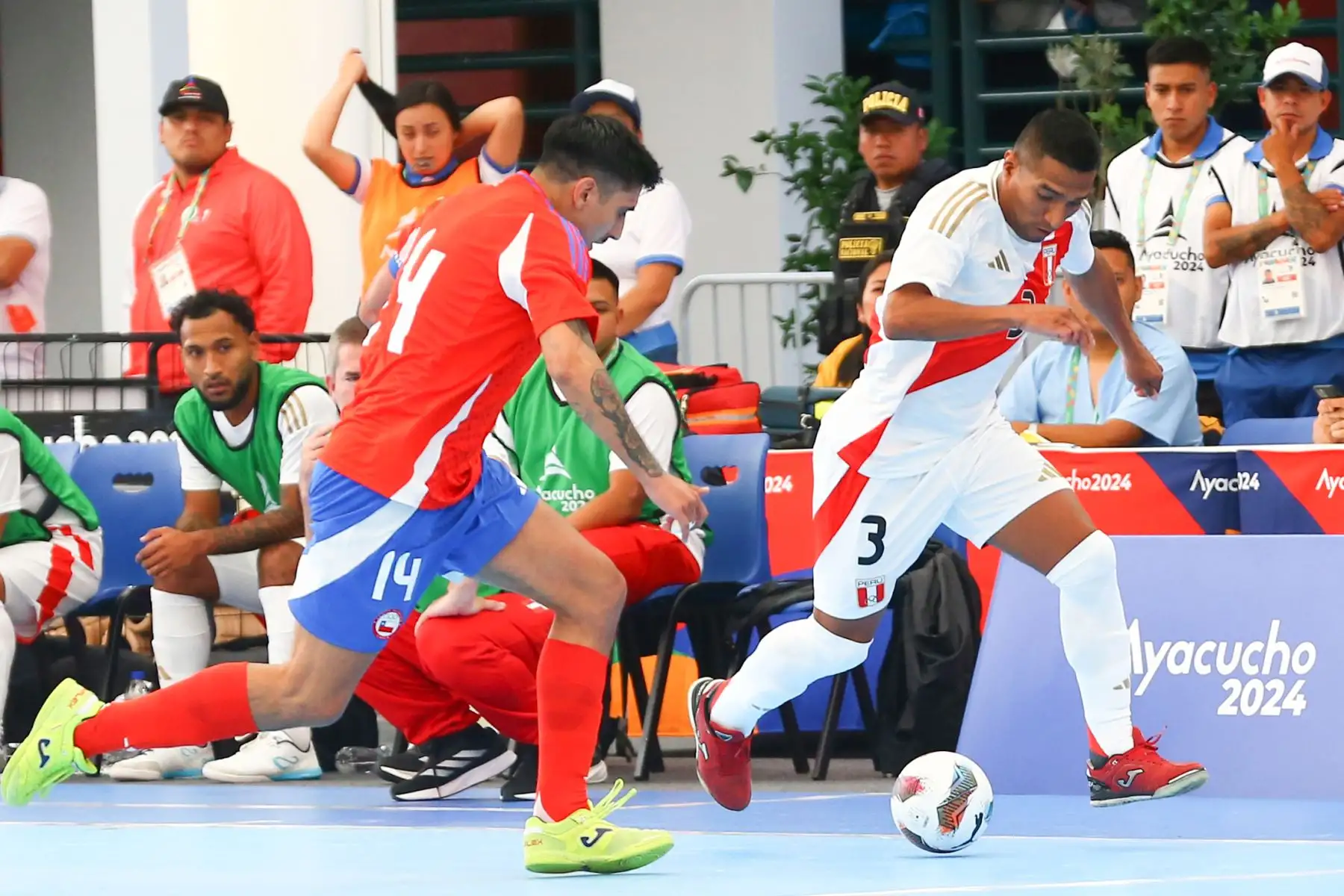 La Selección Peruana de Futsal golea 6 a 0  a Chile en los Juegos Bolivarianos Ayacucho 2024. Foto: Eddy Ramos