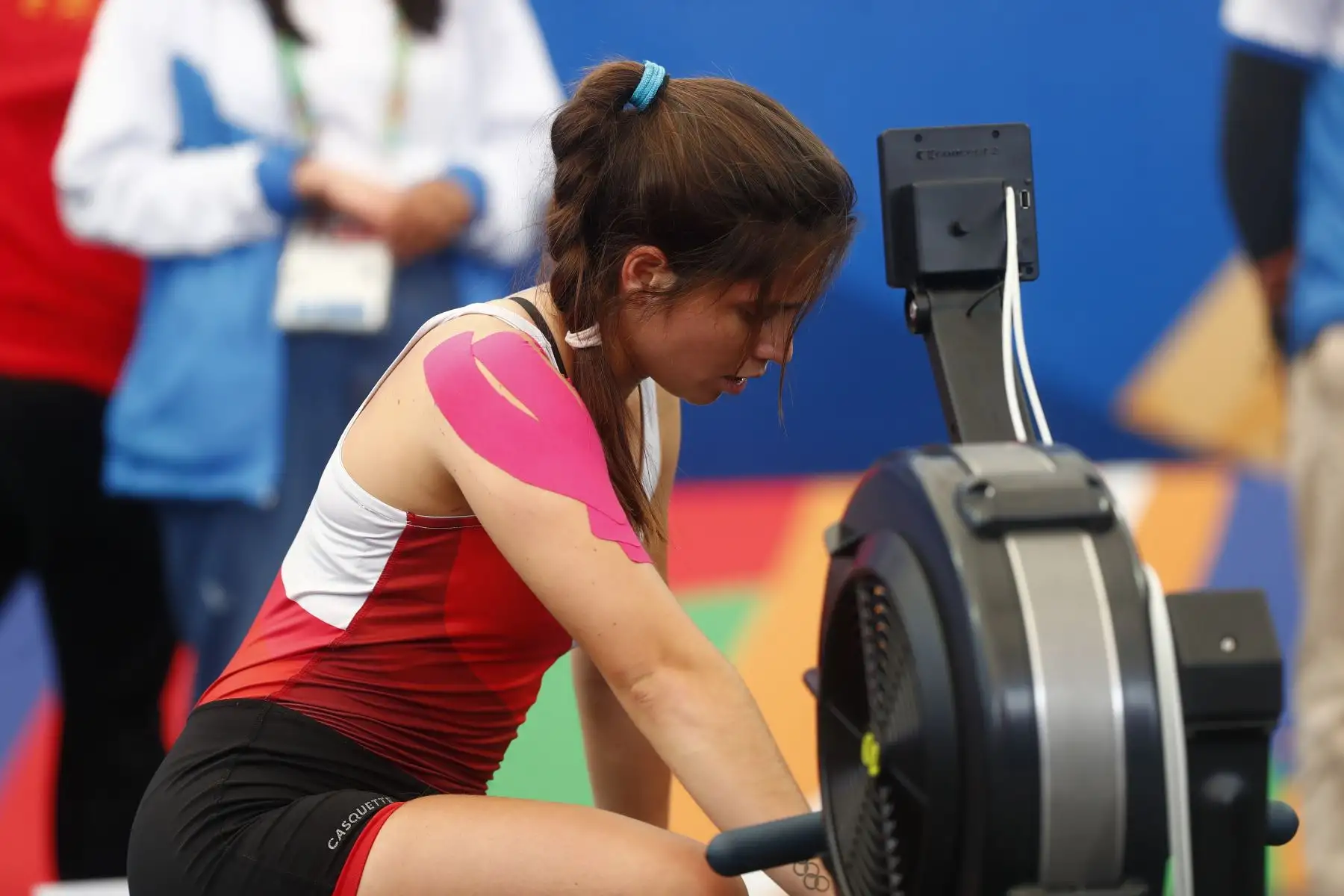 El equipo peruano de remoergómetro conformado por las atletas Alessia Palacios, Valeria Palacios, Adriana Sanguineti y Pamela Noya alcanzaron la medalla de plata en la competencia de remoergómetro categoría cuádruple femenina de los Juegos Bolivarianos Bicentenario Ayacucho 2024. Foto: ANDINA/Daniel Bracamonte