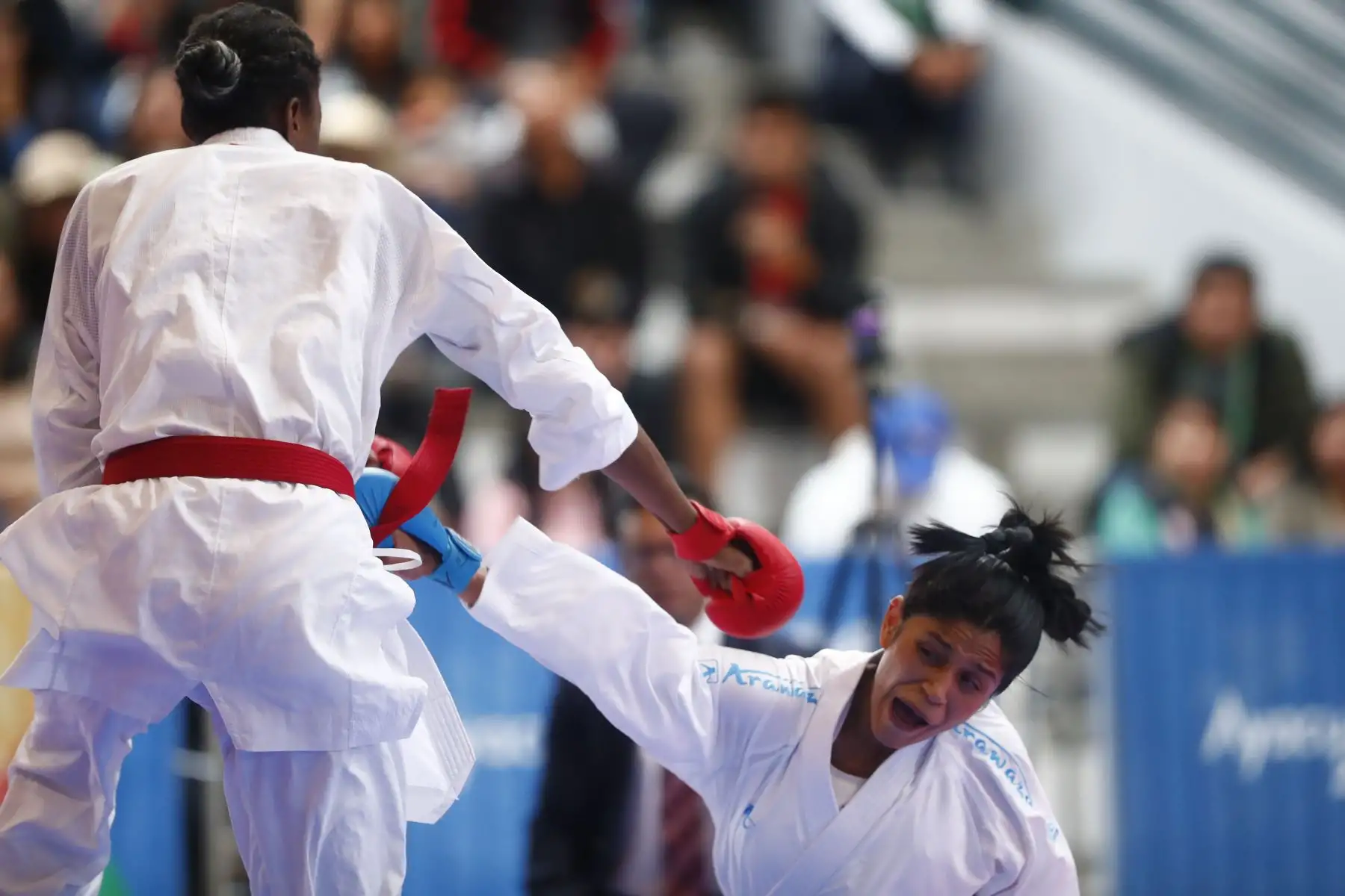 Así fue la participación de Perú en el torneo de karate de los Juegos Bolivarianos Bicentenario Ayacucho 2024, en el coliseo del colegio Mariscal Cáceres de Huamanga, en la que nuestra peleadora Sol Karina Cabrera se enfrentó a las representantes de Guatemala, República Dominicana y Chile por la categoría 61kg femenina. Foto: ANDINA/Daniel Bracamonte