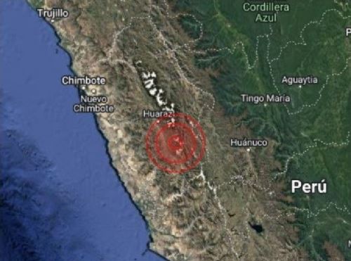 El epicentro del sismo de magnitud 3.6, registrado esta mañana se localizó cerca de Recuay, en la sierra de la región Áncash.