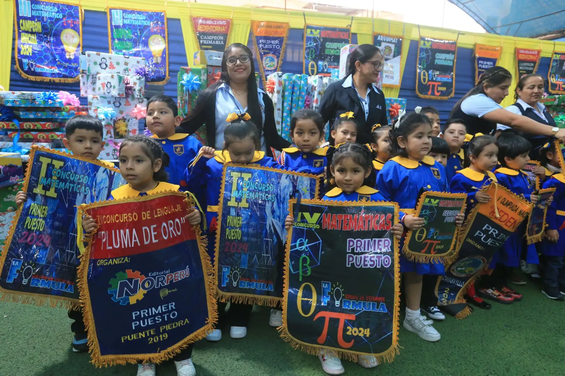 Los niños que oscilan sus edades  entre 3 y 11 participaron durante el 2024 en diversas competencias consiguiendo los primeros lugares y colocar a su institución educativa como campeón absoluto. Foto:ANDINA/Hector Vinces
