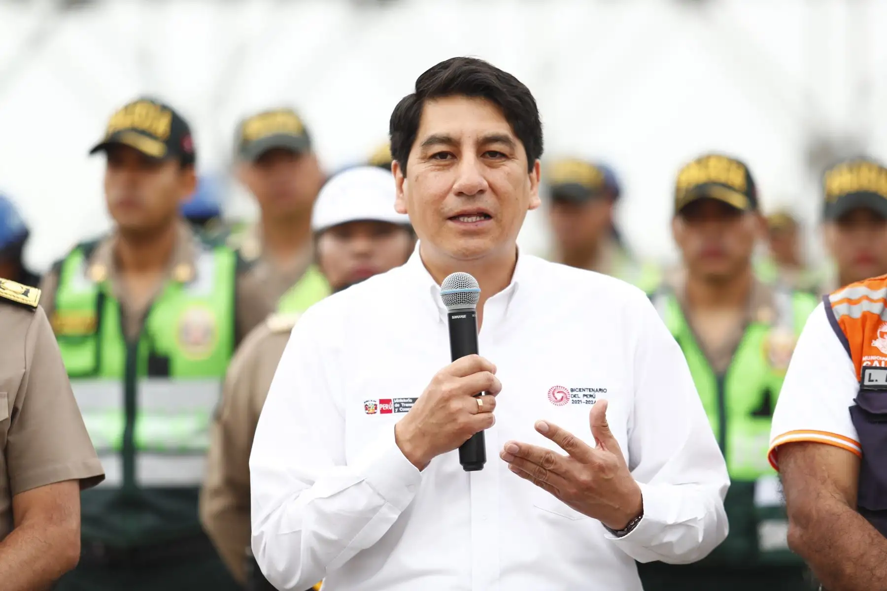 Policía Nacional del Perú realizó un despliegue de personal policial en las inmediaciones del puente modular de ingreso al Nuevo Aeropuerto Internacional Jorge Chávez, bajo la supervisión del Ministerio de Transportes y Comunicaciones, la ATU y el Indeci. Foto: ANDINA/Daniel Bracamonte