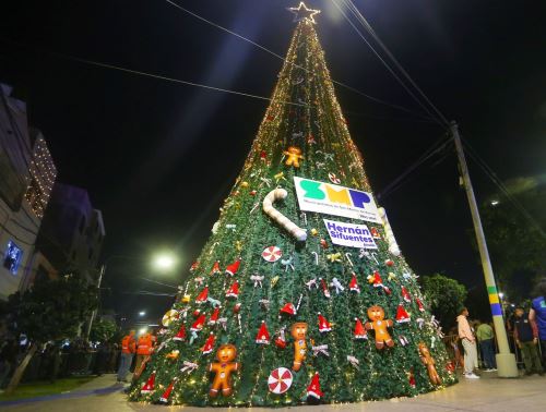 Encendido del árbol navideño en San Martín de Porres. Foto: ANDINA/Difusión