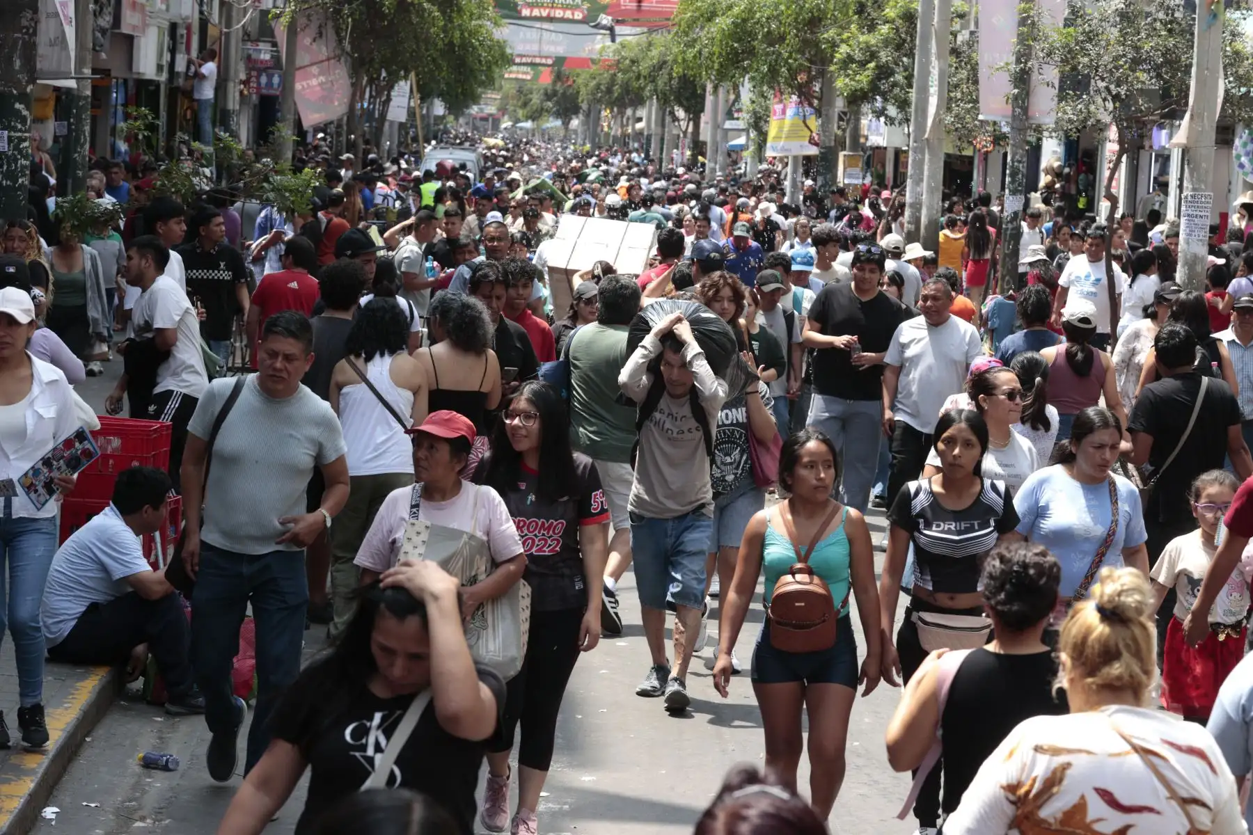 Miles de personas acuden al emporio comercial de Gamarra, buscando regalos y ofertas en medio de un ambiente festivo a dos días de la navidad. Foto: ANDINA/Vidal Tarqui