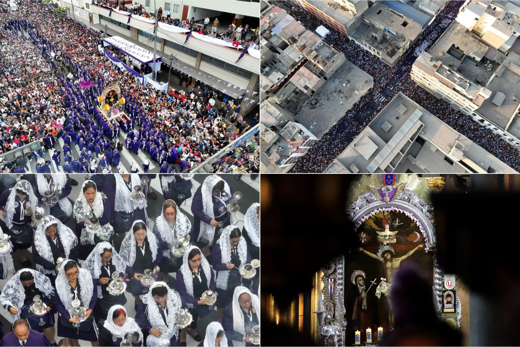 Tradición y fe: El Señor de los Milagros en las calles de Lima. 
Fotos: Daniel Bracamonte y Lino Chipana