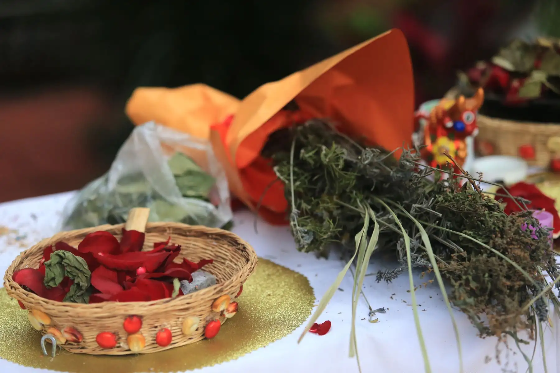 El Instituto Nacional de Salud presenta una mesa demostrativa sobre los baños de florecimiento tradicionales. Asimismo cuenta con la participación de la maestra cusqueña Adela Paz, realiza un ritual de florecimiento sin riesgos para la salud.
Foto: ANDINA/Héctor Vinces