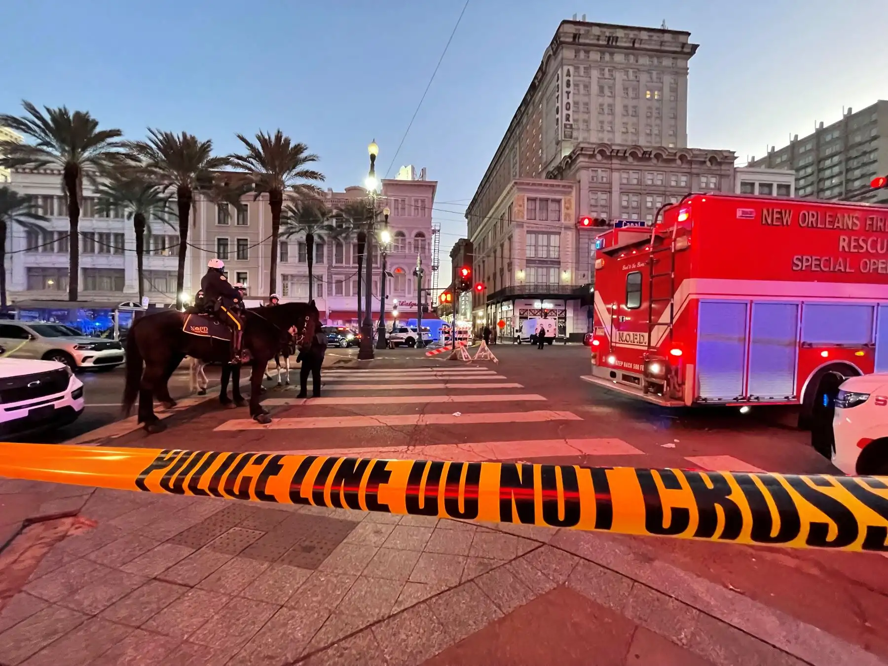 Zona del llamado Barrio Francés en Nueva Orleans donde se produjo el atropello masivo. Foto: AFP