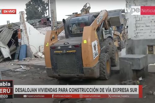 Desalojan a comerciantes del mercado San Juan Grande en San Juan de Miraflores para construcción de vía expresa sur. Foto: Captura TV