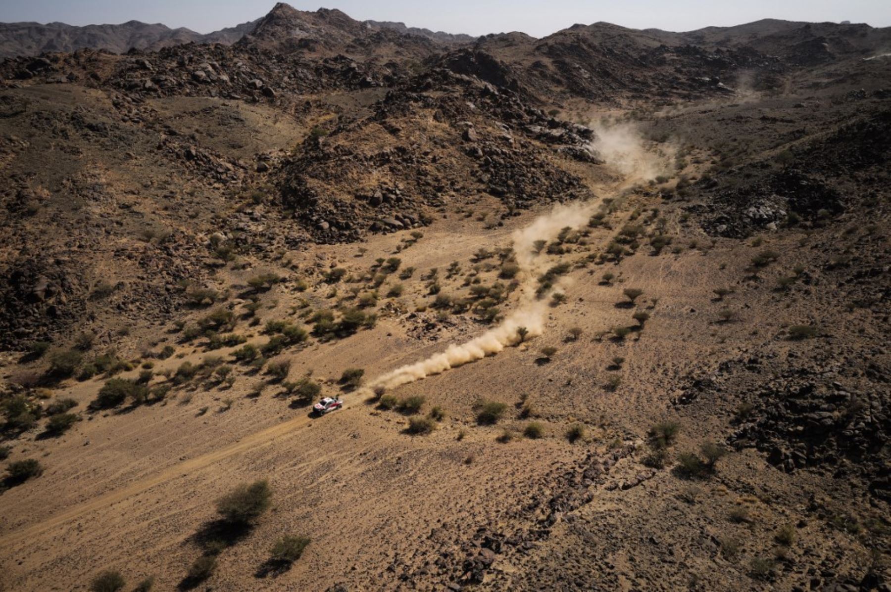 Pilotos de diversas nacionalidades compiten en la Etapa 1 del Rally Dakar 2025, en Bisha, Arabia Saudita. Foto: AFP