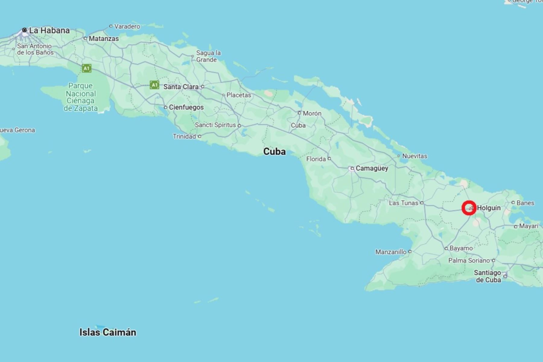 Mapa de localización de Holguín, al este de Cuba. Imagen: Google Maps.