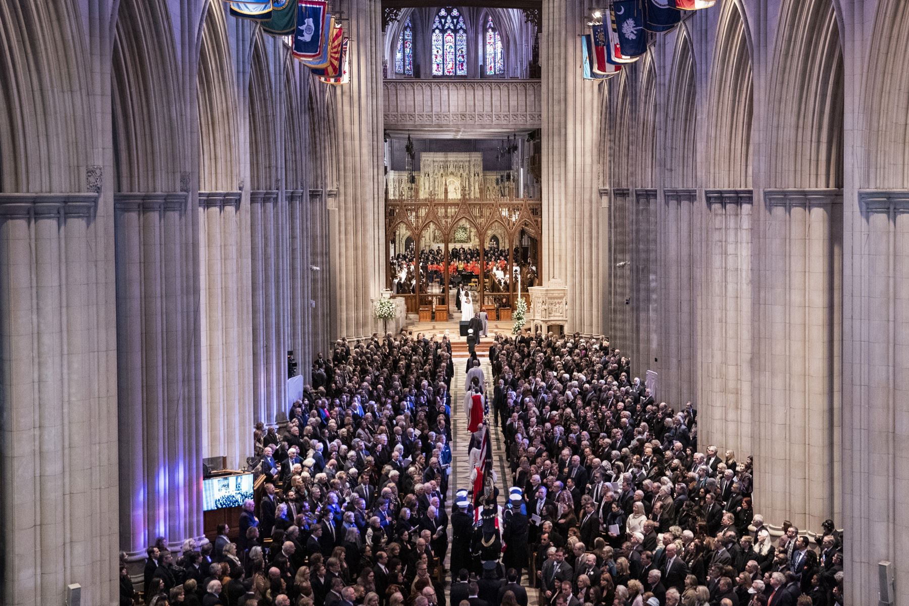 El ataúd del ex presidente estadounidense Jimmy Carter llega a la Catedral Nacional de Washington, DC, EE. UU., el 9 de enero de 2025, para un funeral de estado. Carter, el 39º presidente de Estados Unidos, murió a los 100 años, el 29 de diciembre de 2024. Foto: EFE