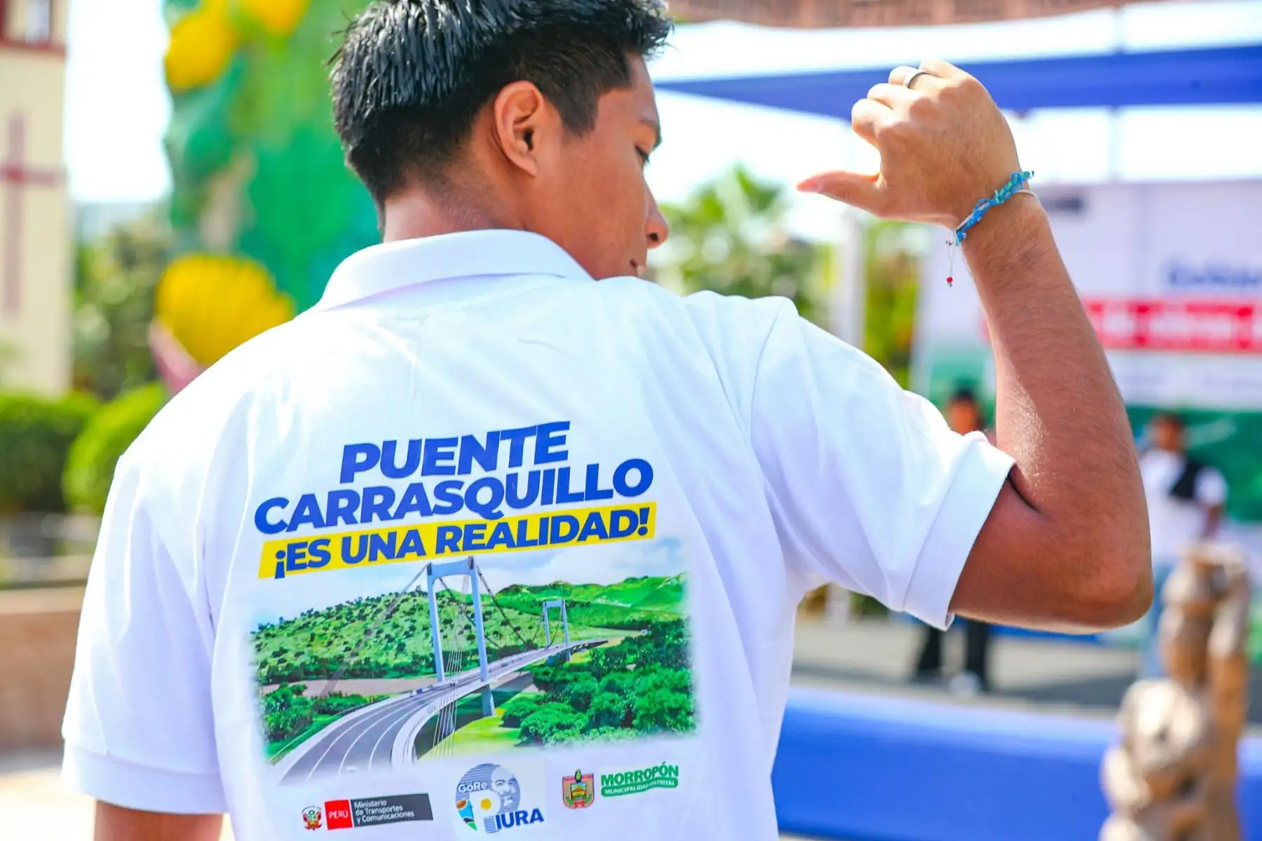 La presidenta Dina Boluarte participa en Piura en la colocación de la primera piedra para la construcción del puente Carrasquillo. Foto: ANDINA/ Prensa Presidencia