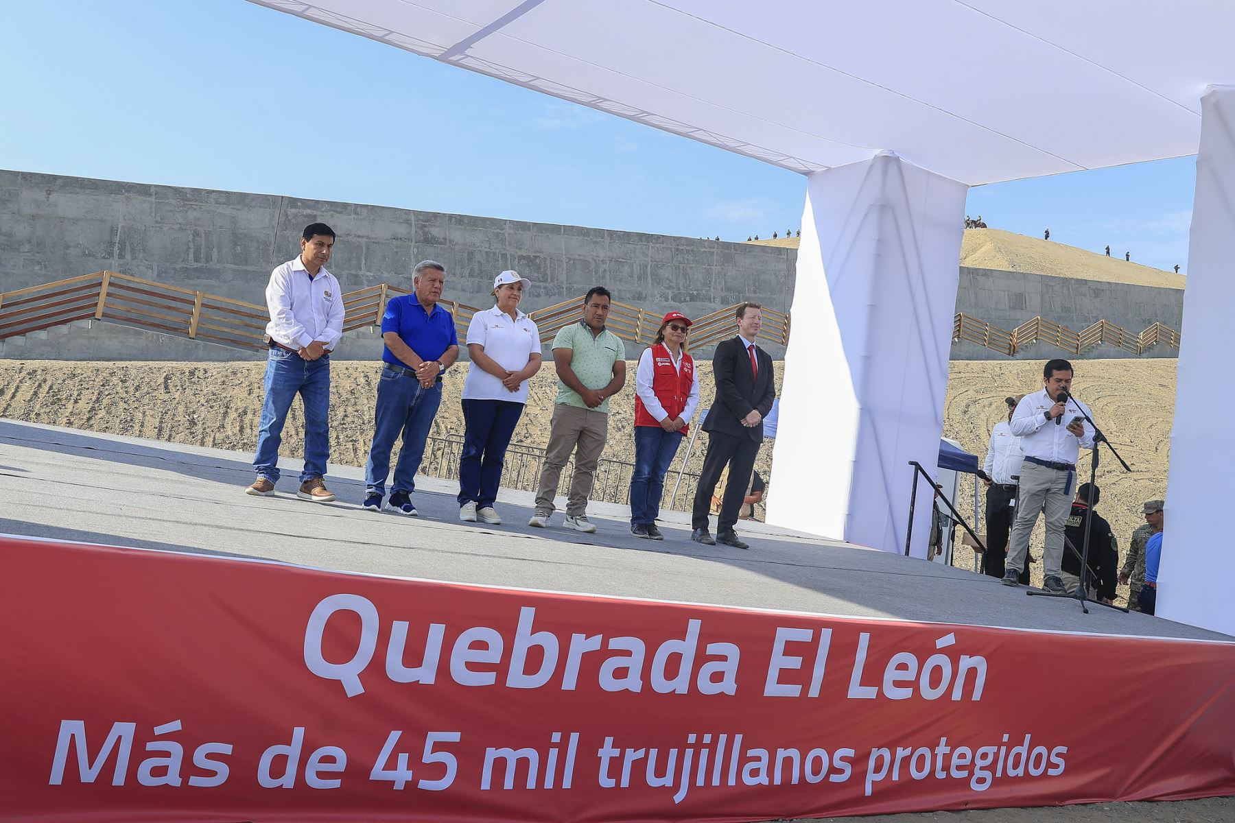 Inauguración de la solución integral frente a las inundaciones de la Quebrada el Leó en la Libertad. Foto: ANDINA/Prensa Presidencia