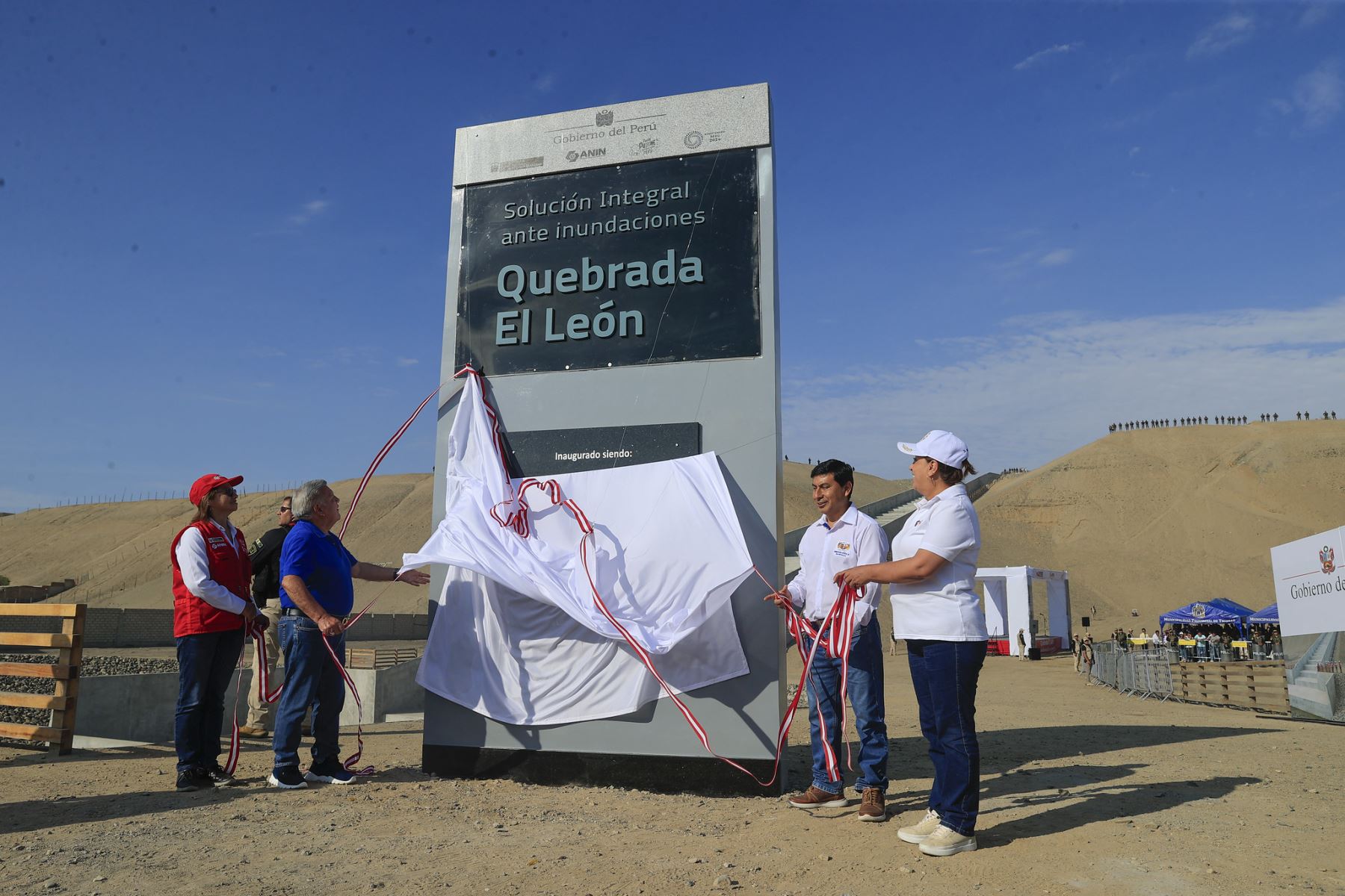 Inauguración de la solución integral frente a las inundaciones de la Quebrada el Leó en la Libertad. Foto: ANDINA/Prensa Presidencia