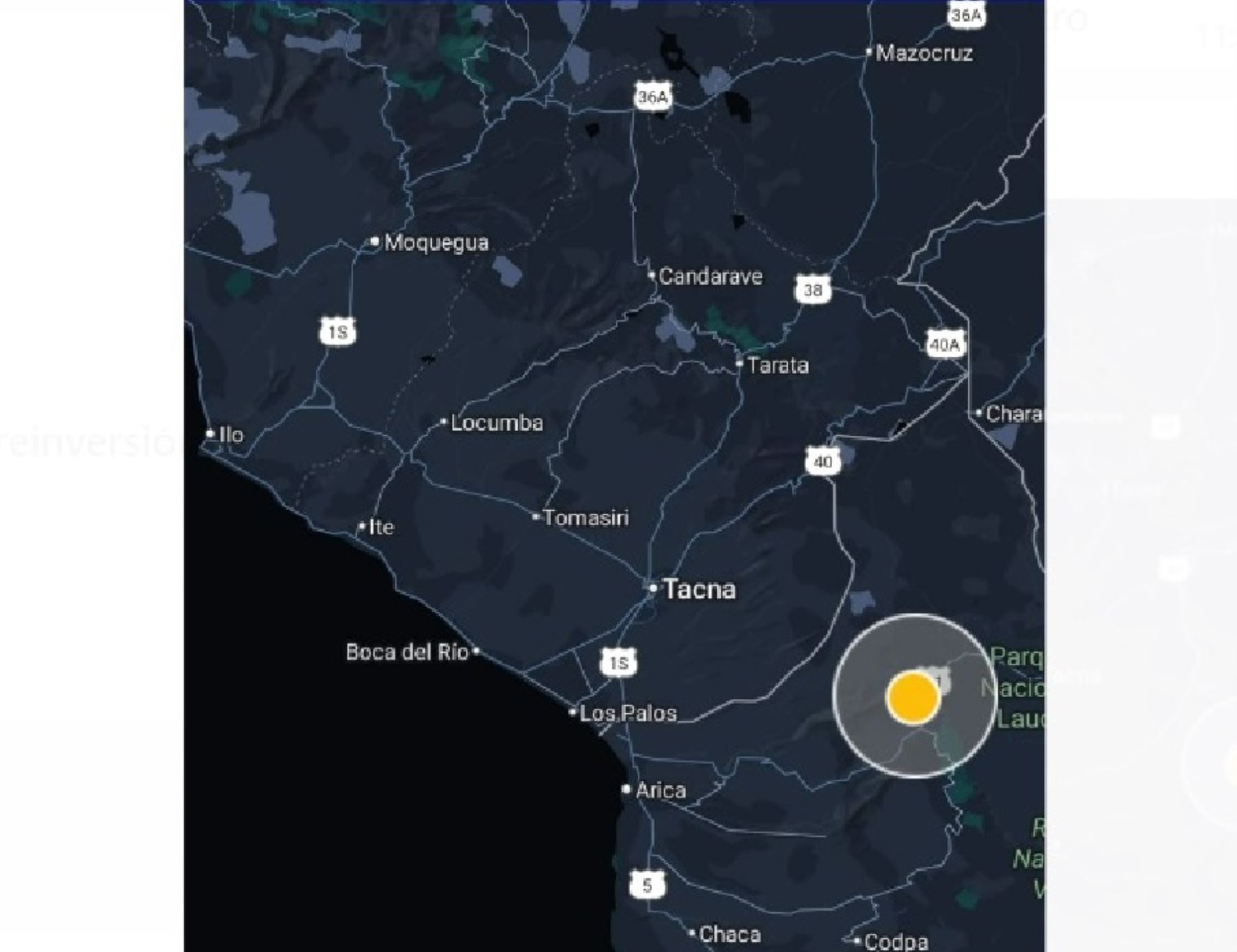 Un temblor de magnitud 4.9 se registró esta mañana en Chile, cerca de la frontera con Perú. El sismo fue percibido en la localidad de Calana, región Tacna.