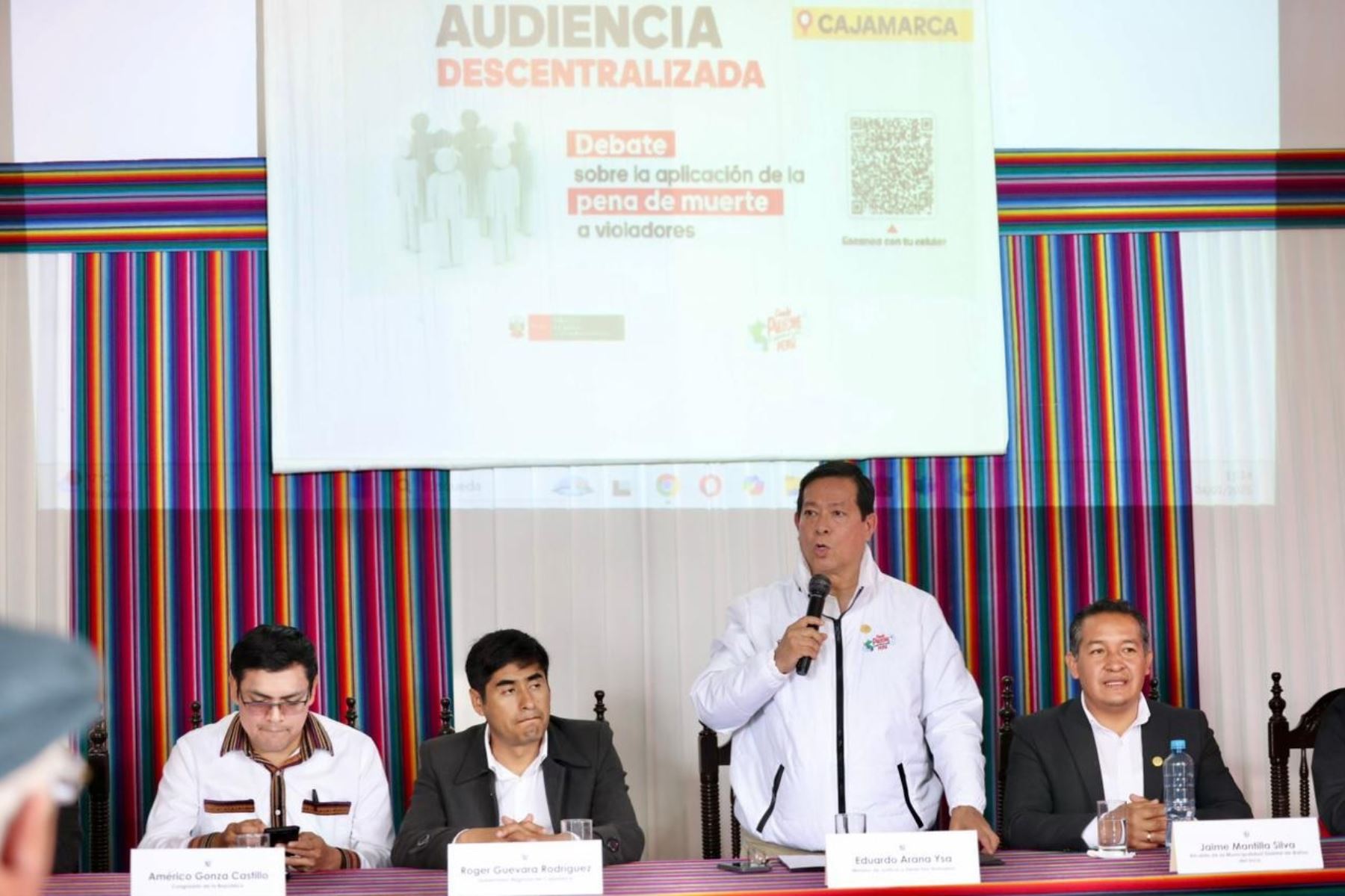 Ministro de Justicia y Derechos Humanos, Eduardo Arana, inaugura en Cajamarca debate sobre pena de muerte para casos de violación a menores.