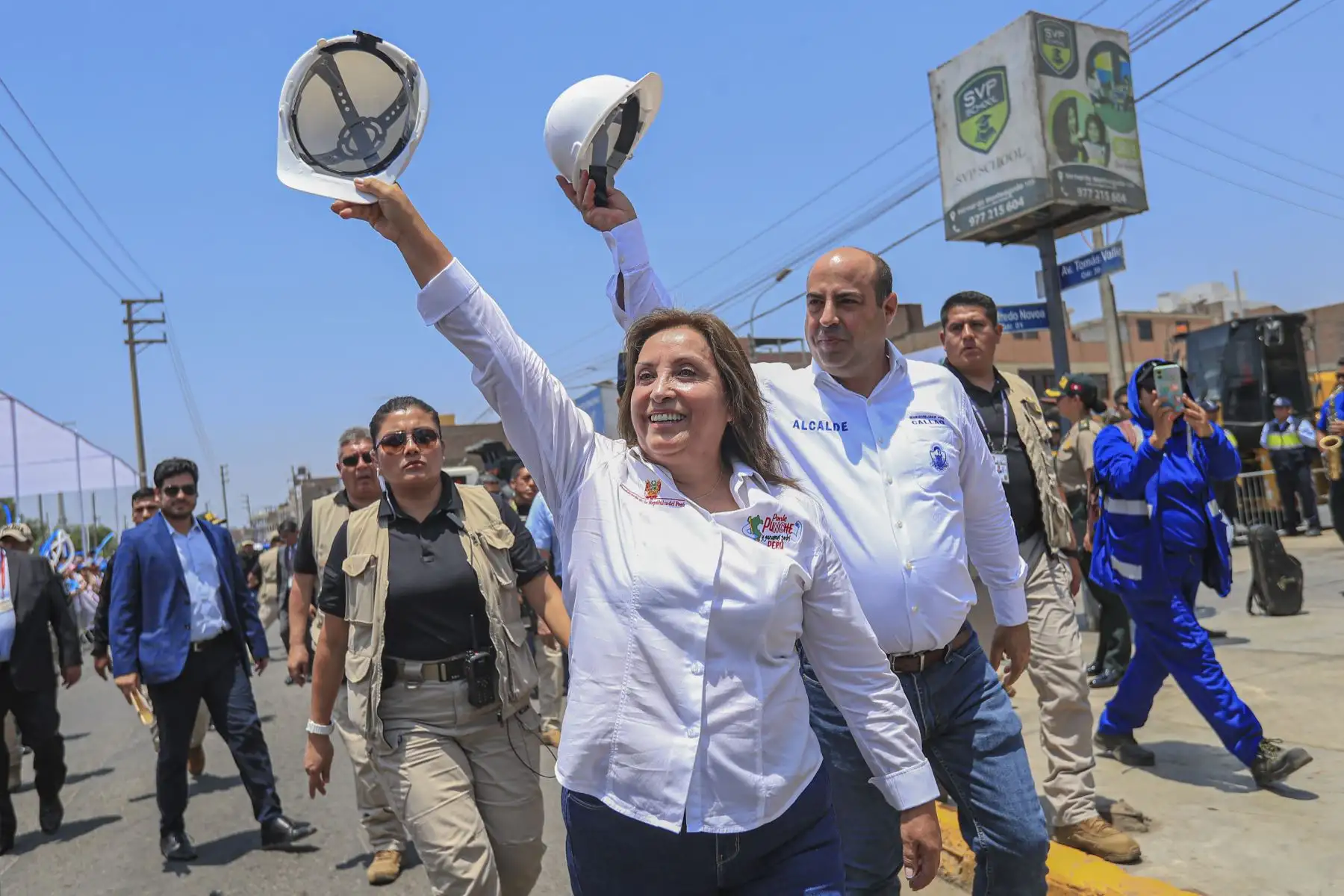 La presidenta de la República, Dina Boluarte Zegarra, participa en la ceremonia de inicio de obra de la nueva avenida Tomás Valle, en la provincia constitucional del Callao. Foto: ANDINA/ Prensa Presidencia