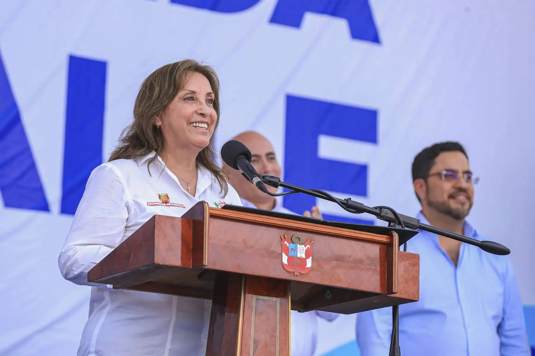 La presidenta de la República, Dina Boluarte Zegarra, participa en la ceremonia de inicio de obra de la nueva avenida Tomás Valle, en la provincia constitucional del Callao. Foto: ANDINA/ Prensa Presidencia