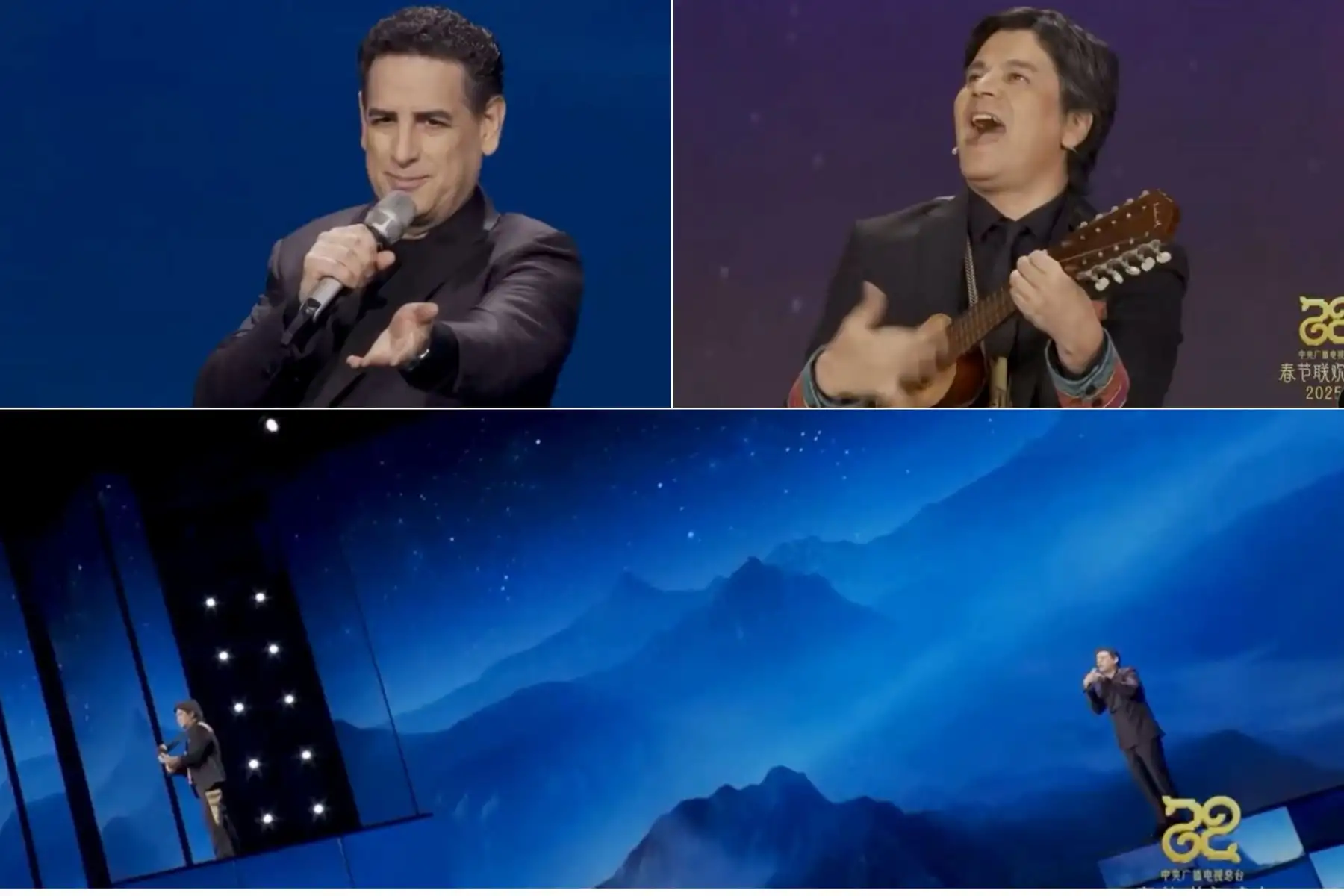Juan Diego Flórez y Lucho Quequezana reciben el Año Nuevo chino en el show más visto de la TV. Foto: Composición digital con capturas de TV