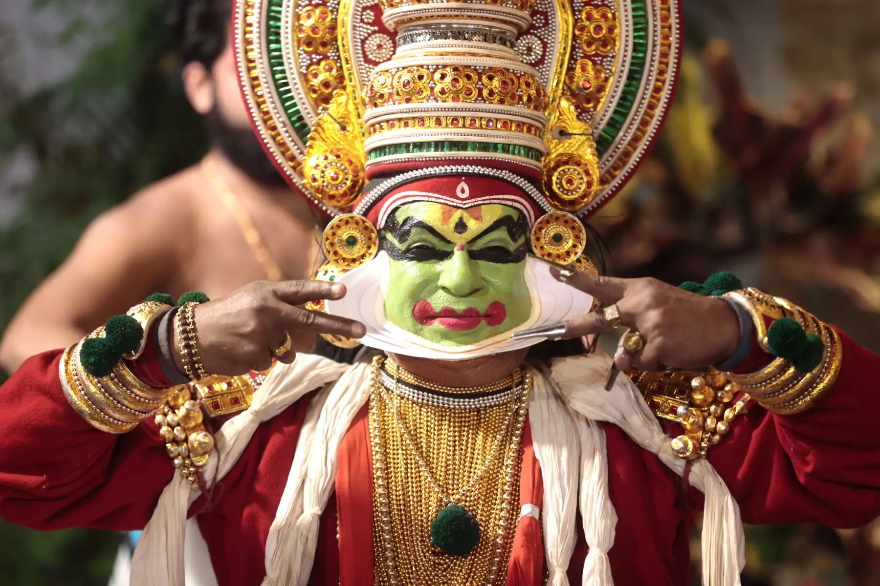 Grupo artístico Kathakali, una de las formas más antiguas y clásicas de danza-drama india, y de celebrar el intercambio cultural entre India y Perú. Foto: ANDINA/Vidal Tarqui