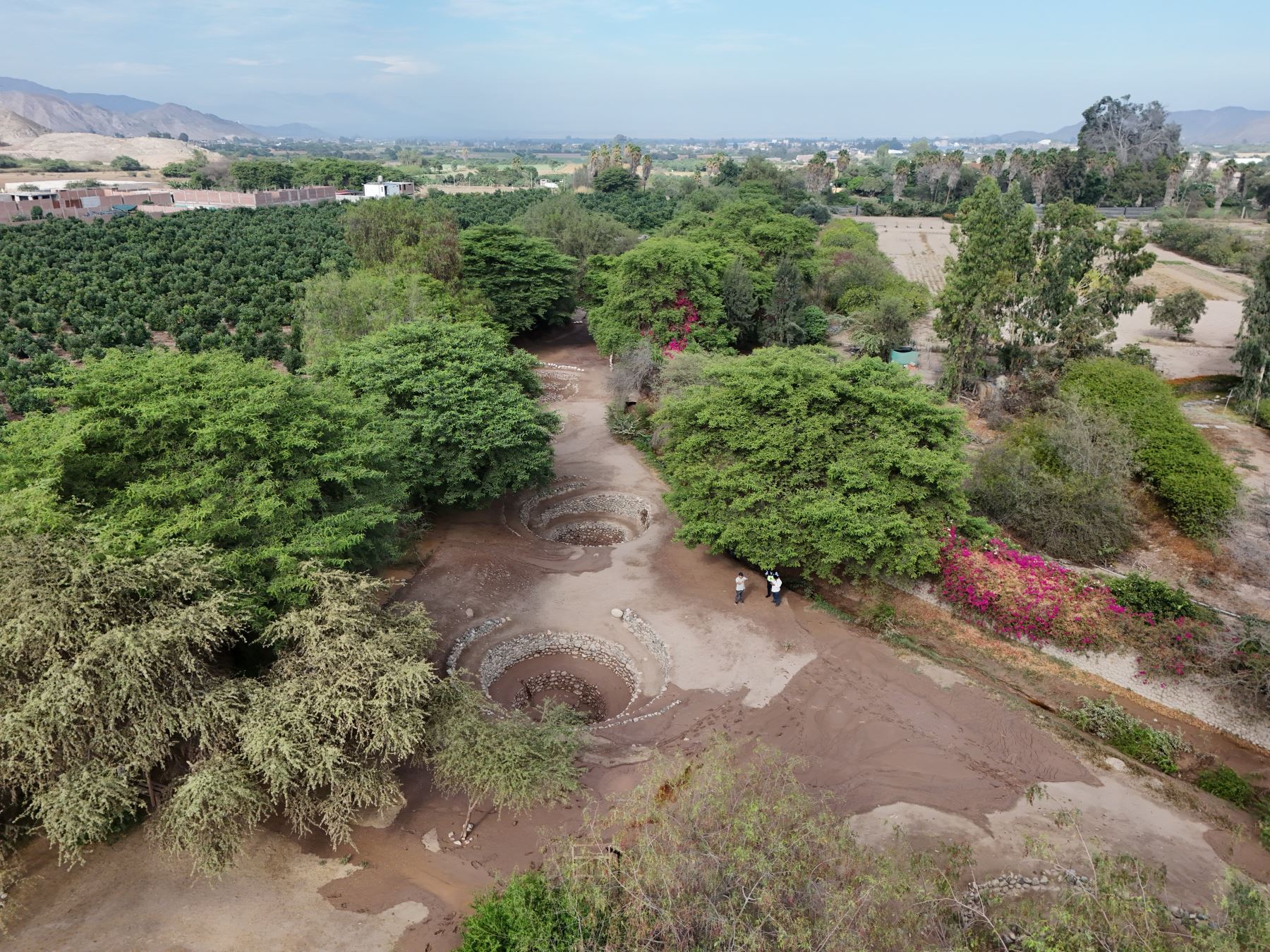 Seis ojos o respiraderos de los Acueductos de Cantalloc resultaron afectados por el desborde del río Tierras Blancas a causa de un huaico en Nasca, región Ica. Foto: Genry Bautista