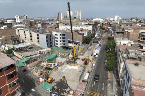 Avances en la construcción de la línea 2 del Metro de Lima. ANDINA/Jhonel Rodríguez Robles