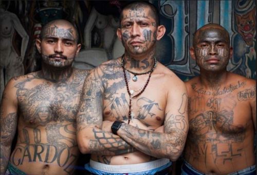 Miembros de la banda delictiva MS-13, declarada 