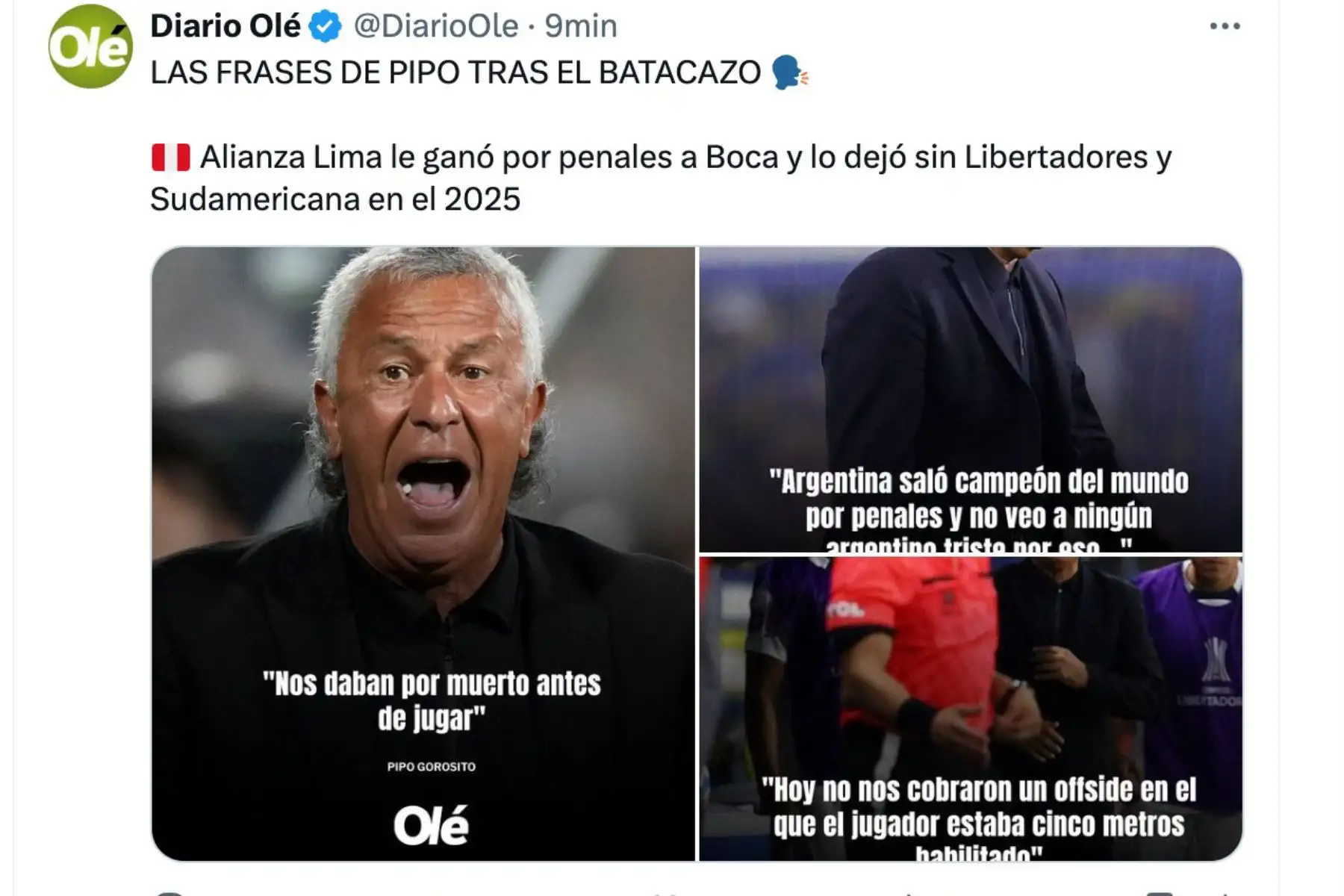 La prensa internacional no tardó en reaccionar al histórico triunfo de Alianza Lima sobre Boca Juniors en La Bombonera. Foto: Captura TV