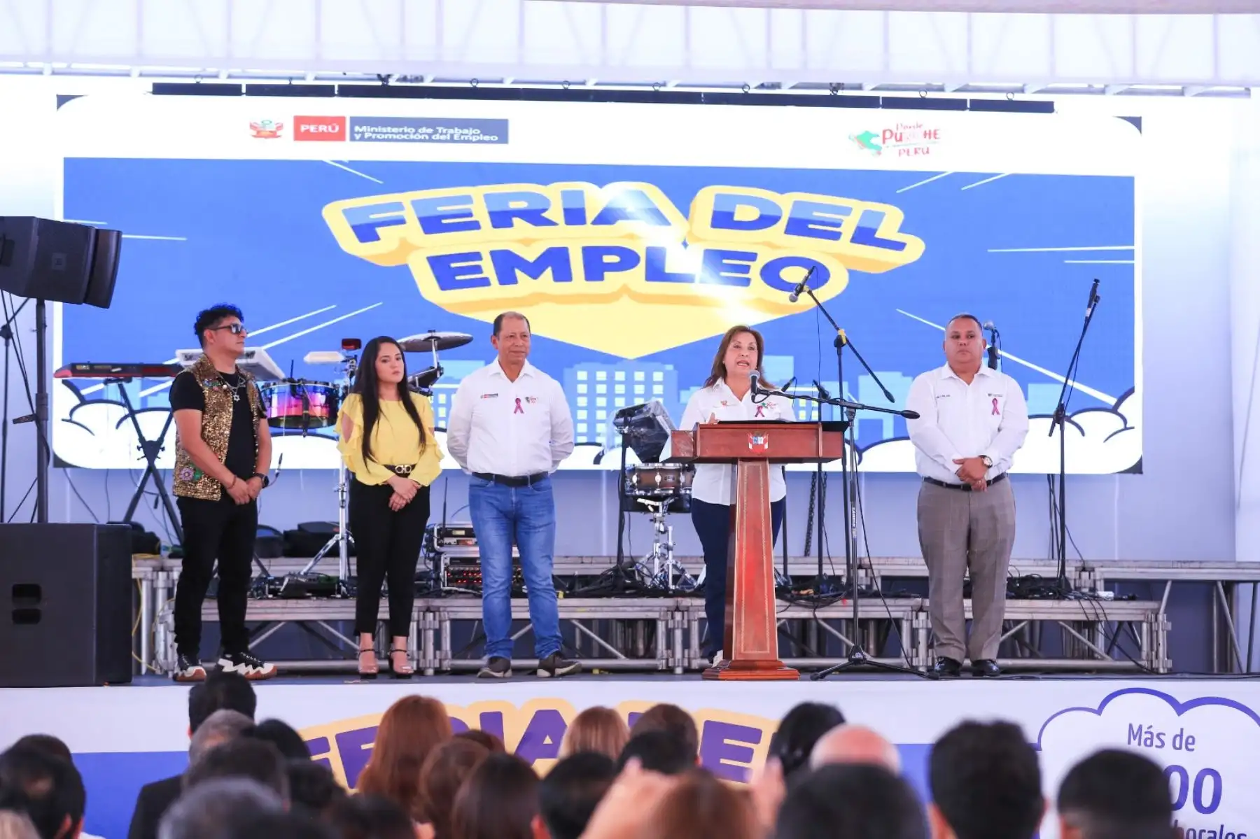 La presidenta de la república, Dina Boluarte, participa en la inauguración de la Feria del Empleo 2025, que se desarrolla en el distrito de Jesús María. Foto: ANDINA/Prensa Presidencia