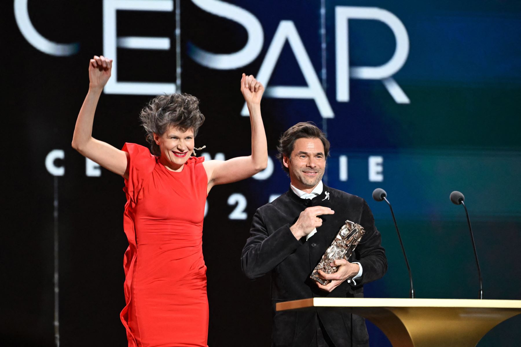 "Emilia Pérez" durante la ceremonia de los Premios César de cine en el recinto Olympia de París. Foto: ANDINA/AFP