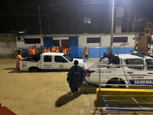 Tumbes volvió a soportar una lluvia intensa por segundo día consecutivo, causando la inundación de viviendas y calles de la ciudad. ANDINA/Difusión