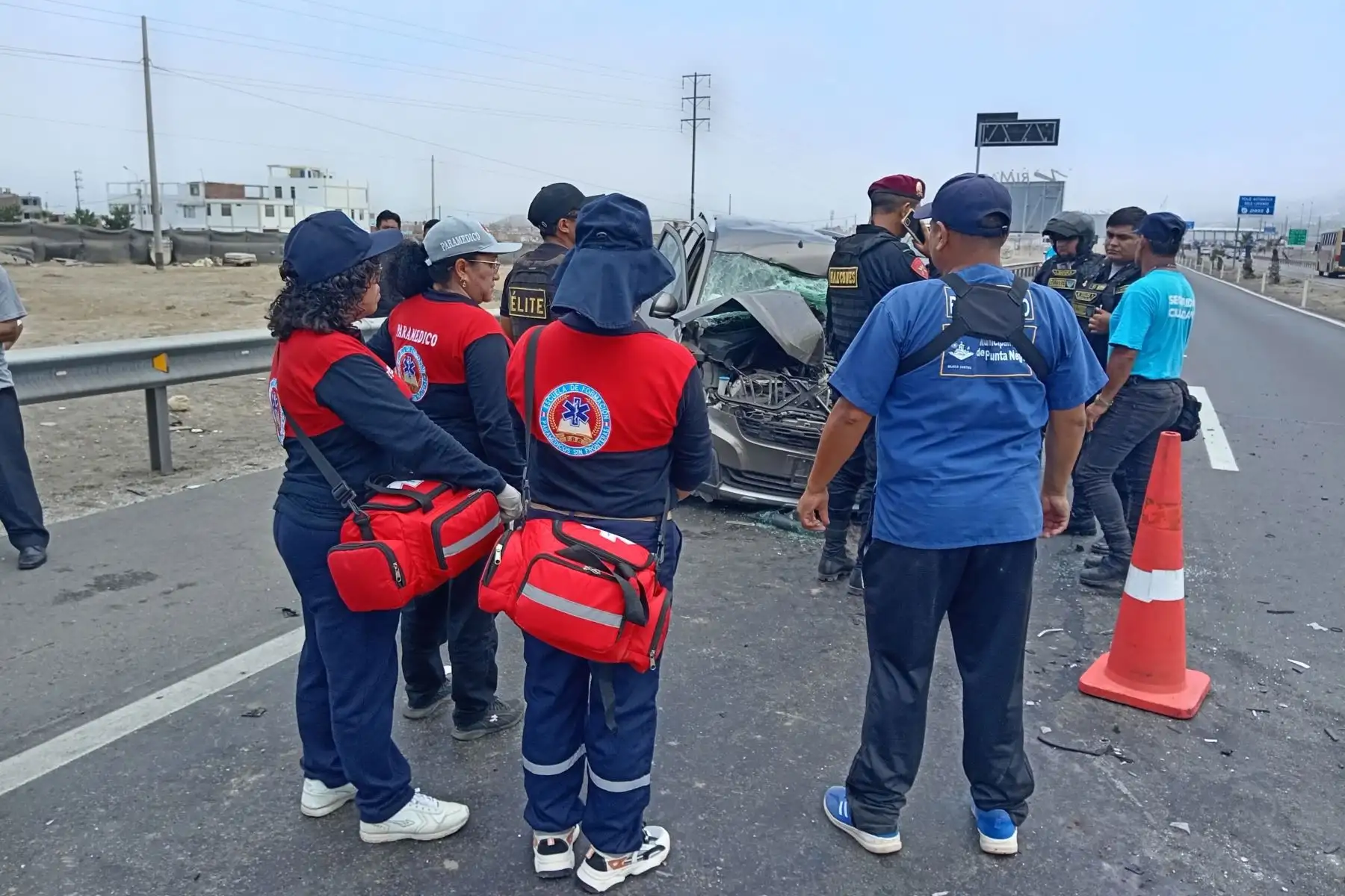 Accidente en kilómetro 47 de Panamericana Sur. Foto: Municipalidad de Punta Hermosa