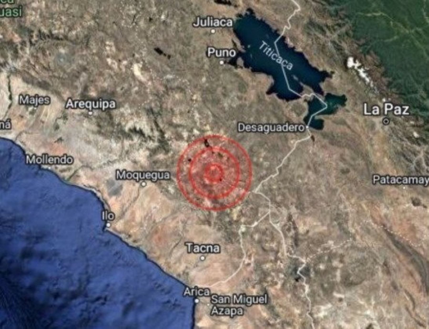 Un temblor de magnitud 4.2 se registró en la madrugada de hoy en la sierra de la región Tacna.