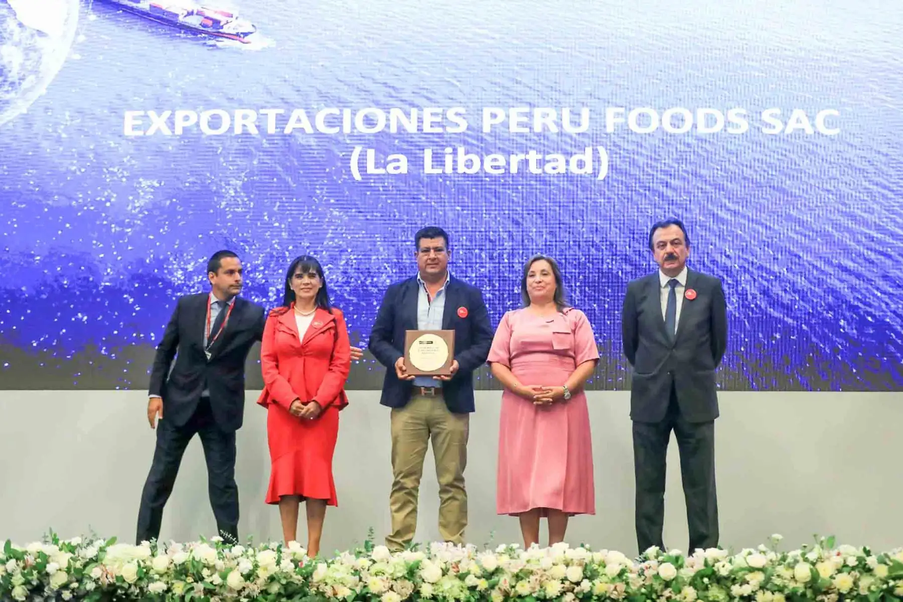 La presidenta Dina Boluarte participa en la presentación de los resultados de las exportaciones 2024, que alcanzaron un récord de $74.7 mil millones. Foto: ANDINA/Prensa Presidencia