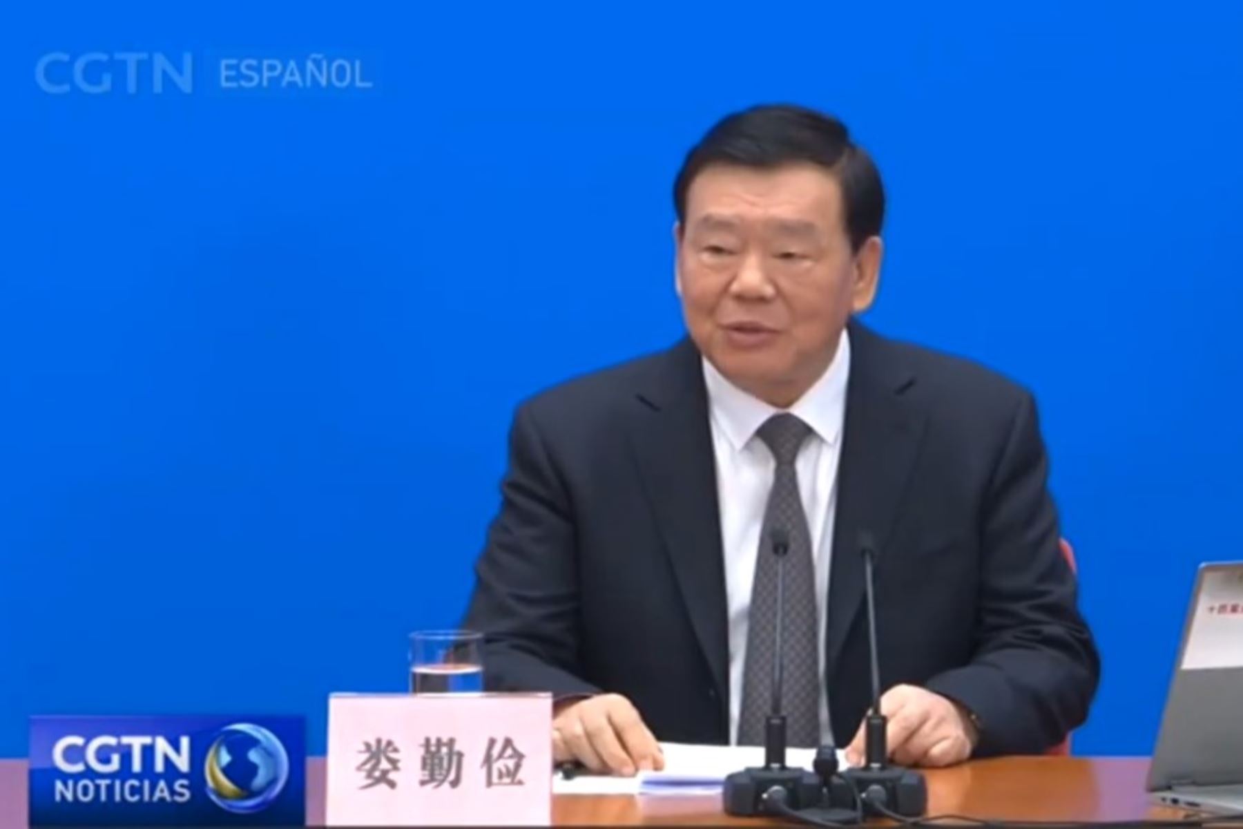 Lou Qinjiang, portavoz de la tercera sesión de la XIV Asamblea Popular Nacional de China. Imagen: Captura de TV.