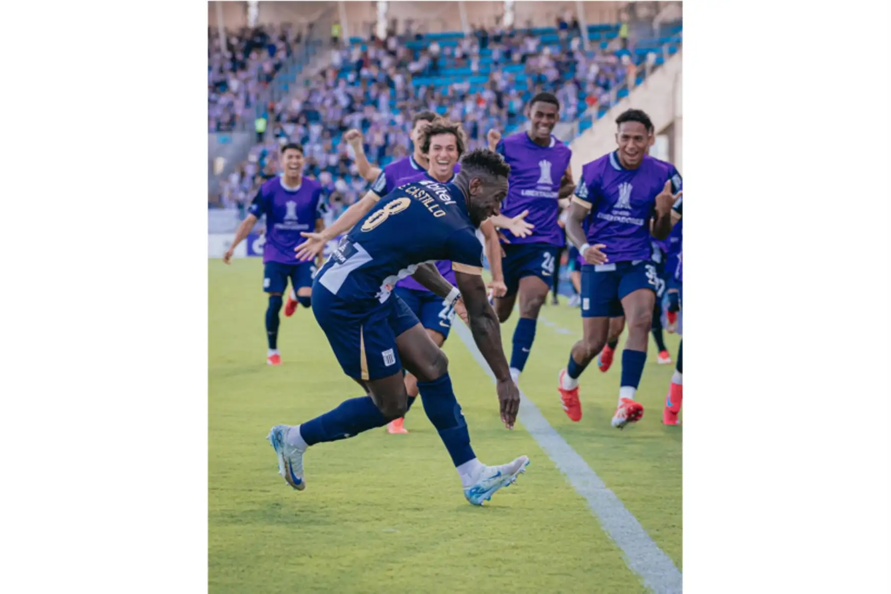 Eryc Castillo celebra su gol durante el partido de ida de la tercera ronda de clasificación para la Copa Libertadores entre Iquique de Chile y Alianza Lima de Perú en el Estadio Tierra de Campeones en Iquique, Chile. 
Foto: Alianza Lima