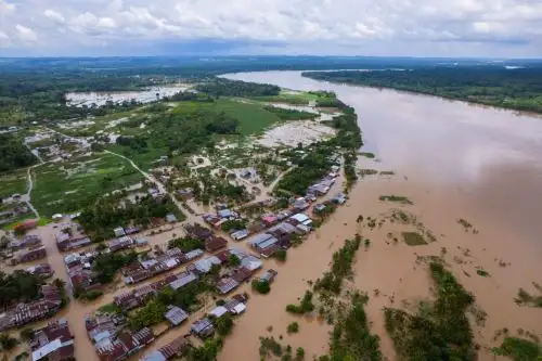 En la actual temporada de lluvias el río Huallaga se desbordó en más de una oportunidad causando daños severos en poblaciones e infraestructura. ANDINA/Difusión