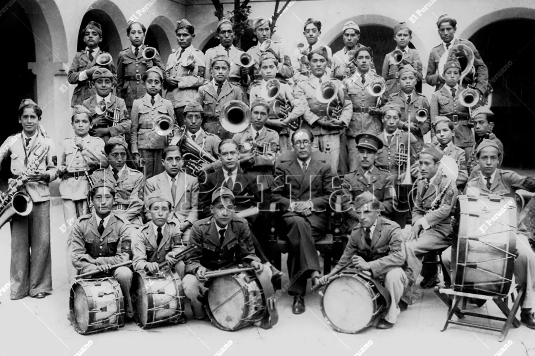 Huánuco - 28 octubre 1941 / Banda de música del colegio nacional Leoncio Prado de Huánuco. Foto: Archivo Histórico de El Peruano