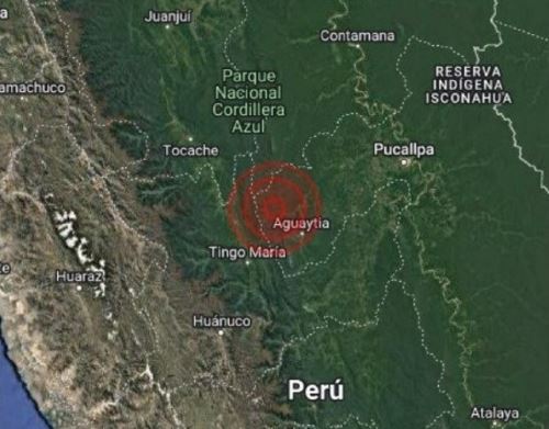 El temblor de magnitud 4.6 se registró cerca de Aguaytía. Este fue el segundo sismo que sacudió Ucayali en la madrugada de hoy martes 18 de marzo.