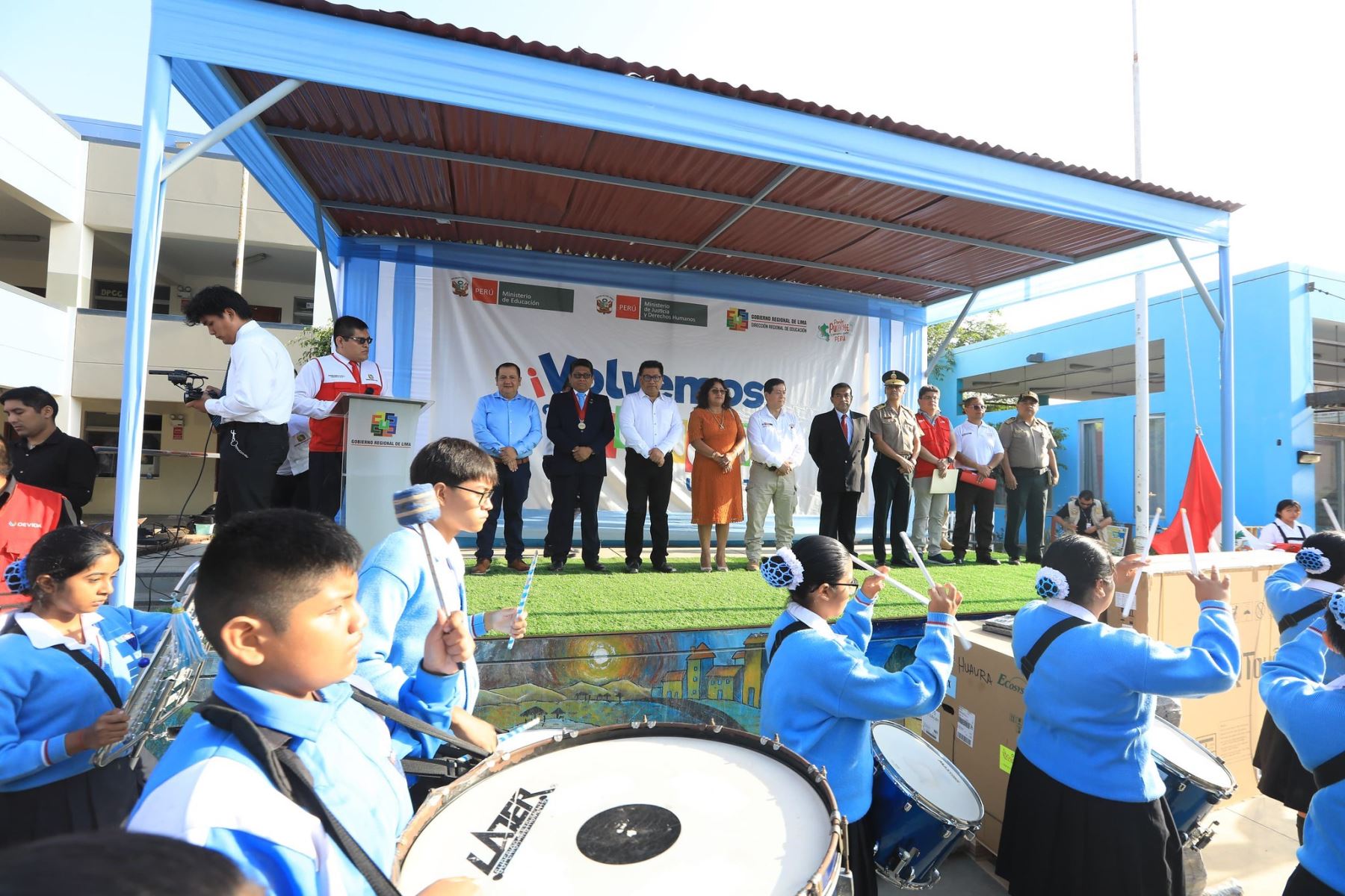 Ministro de Justicia, Eduardo Arana, encabezó esta mañana la ceremonia del Buen Inicio del Año Escolar 2025 en la región Lima.  ANDINA/Difusión