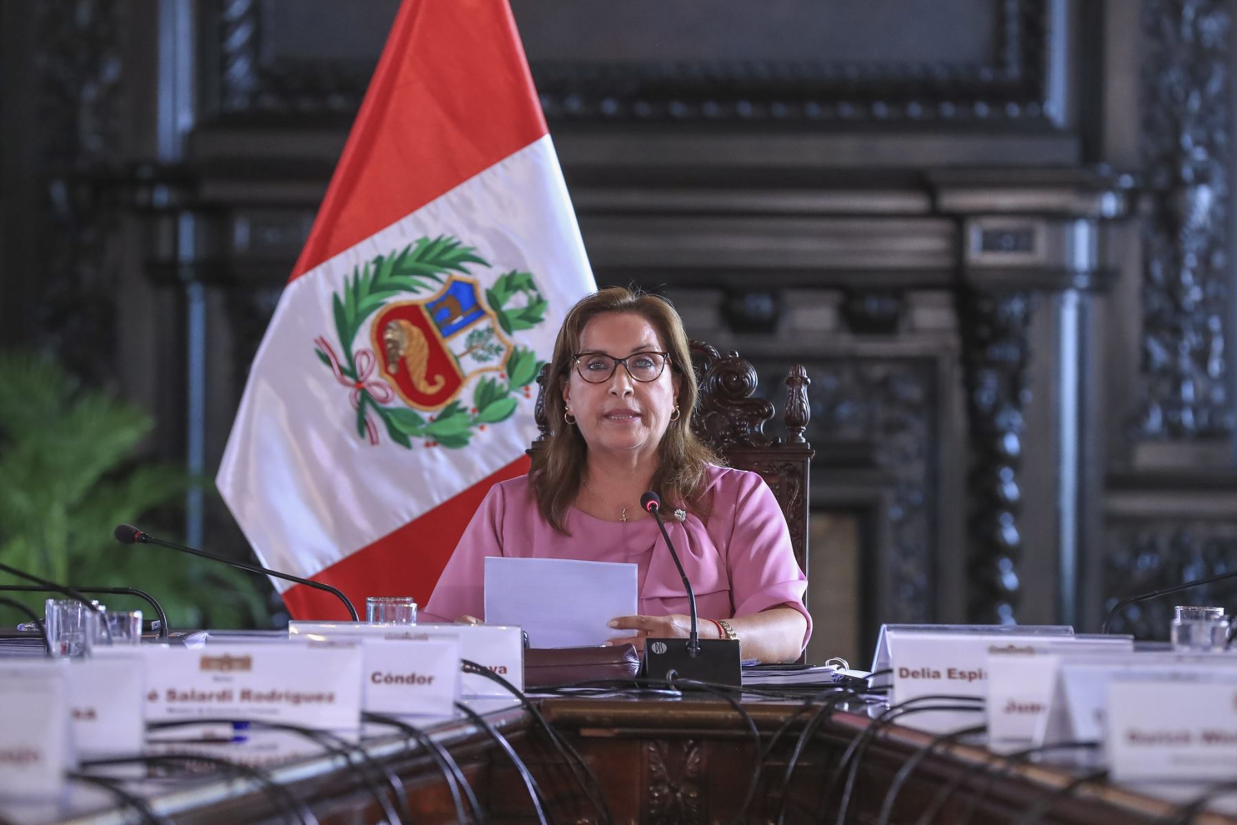 Presidenta  Dina Boluarte, lidera la I Sesión Ordinaria del Consejo Nacional de Seguridad Ciudadana (Conasec). Foto: ANDINA/Prensa Presidencia