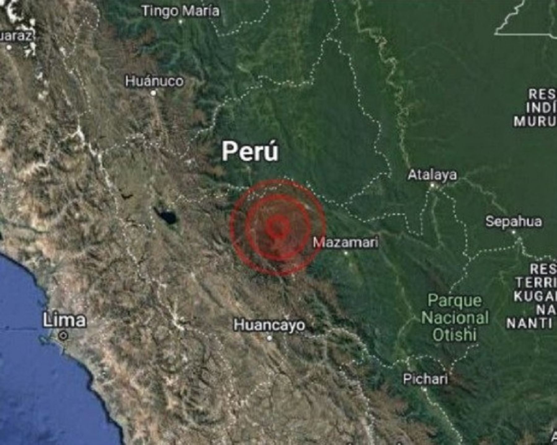 Un sismo de magnitud 4.4 se registró cerca de la ciudad de La Merced, ubicada en la provincia de Chanchamayo, en la selva de Junín.