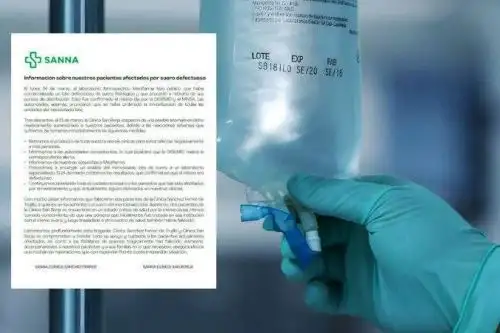 Red de clínicas Sanna confirma muerte de 2 pacientes por suero fisiológico inmovilizado. Foto: ANDINA/Difusión.