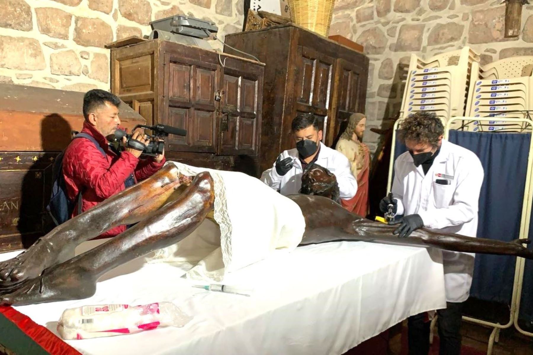 Concluyeron los trabajos de restauración de la imagen del Señor de los Temblores, Patrón Jurado de Cusco, y será parte de las actividades del Lunes Sano en la ciudad imperial. ANDINA/Difusión