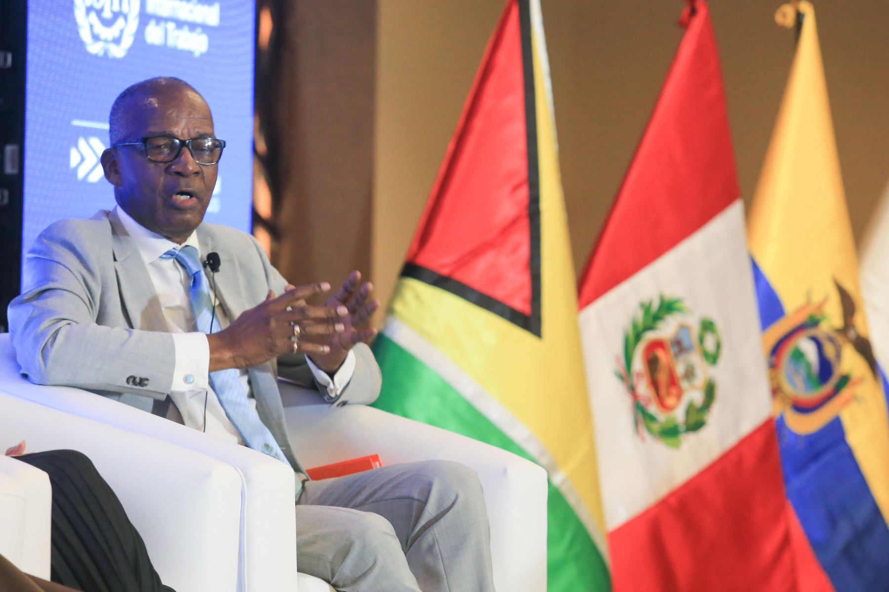 Ministro de Trabajo, Daniel Maurate participa del Foro Internacional para la Cohesión Social “Hacia un Nuevo Contrato Social” junto a sus homólogos de Ecuador, Guyana y Paraguay.FOTO:ANDINA/Hector Vinces.