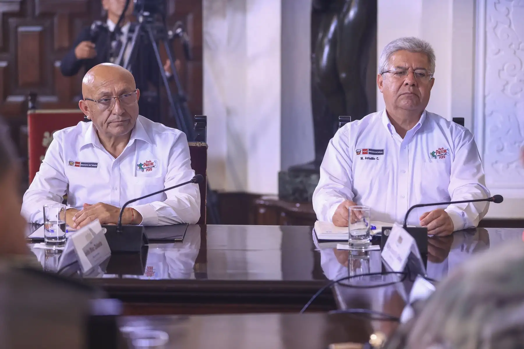 La presidenta de la República, Dina Ercilia Boluarte Zegarra, lideró una nueva sesión del Cuarto de Guerra contra la Delincuencia, junto a los altos mandos de la Policía Nacional, las Fuerzas Armadas y ministros de Estado, desde Palacio de Gobierno. Foto: ANDINA/Presidencia